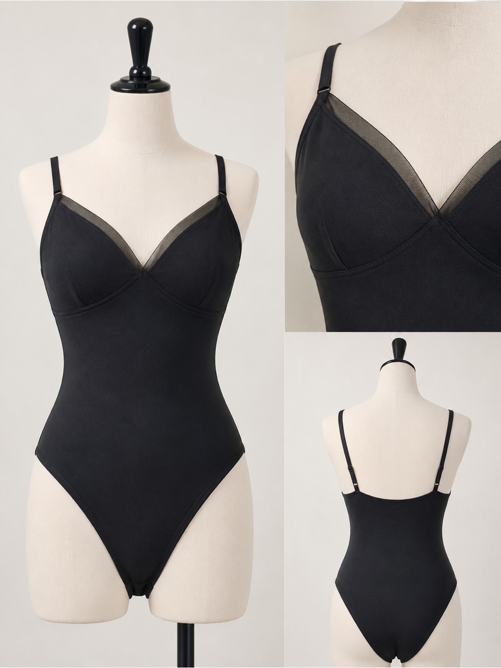 Zara Black Stretch Bodysuit with Logo Neck Tag